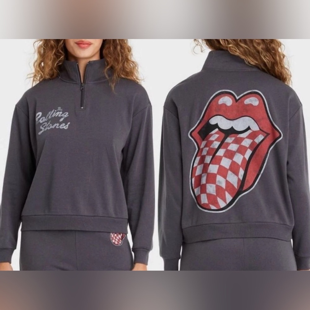 Rolling Stones Gray Quarter-Zip Sweatshirt